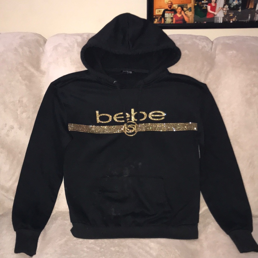 Bebe sport small black and gold hoodie stained 💕